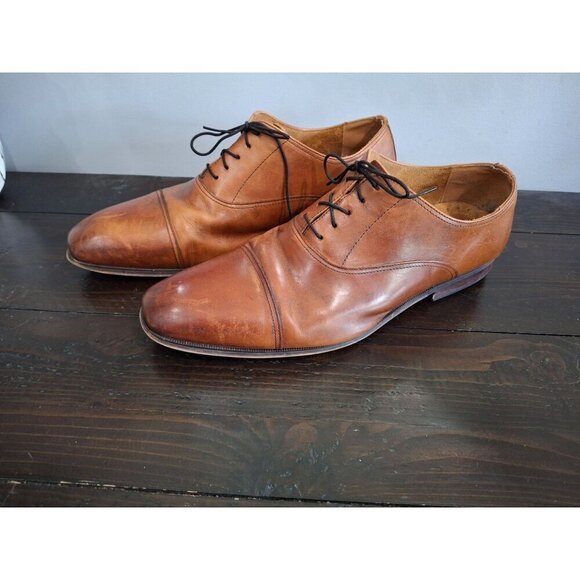 Florschiem Brown Leather Cap Toe Lace-up Oxfords/Pre-owned, 11D - Picture 3 of 9